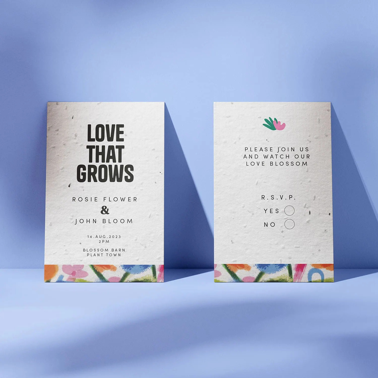 Wedding stationery set by SeedPrint UK | invites and Save the Date cards on sustainable seed paper for planting